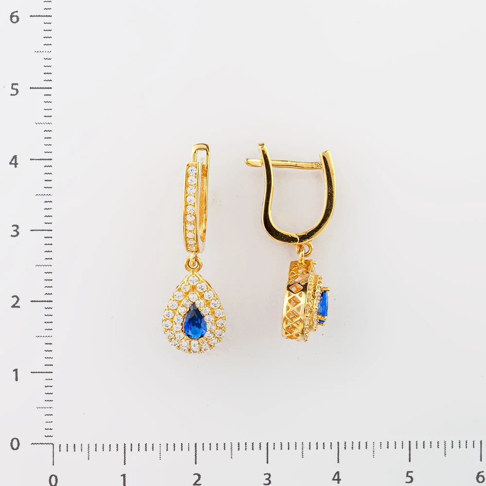 Серьги с ситаллом из желтого золота 585 пробы