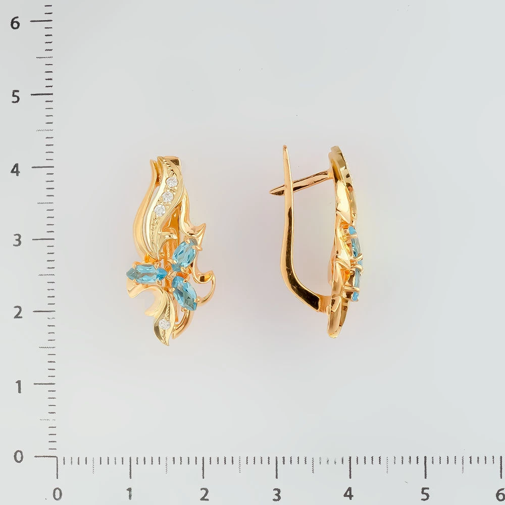 Серьги с топазом из красного золота 585 пробы