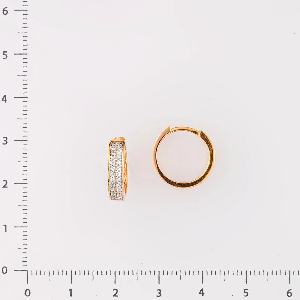 Серьги конго с фианитом из красного золота 585 пробы