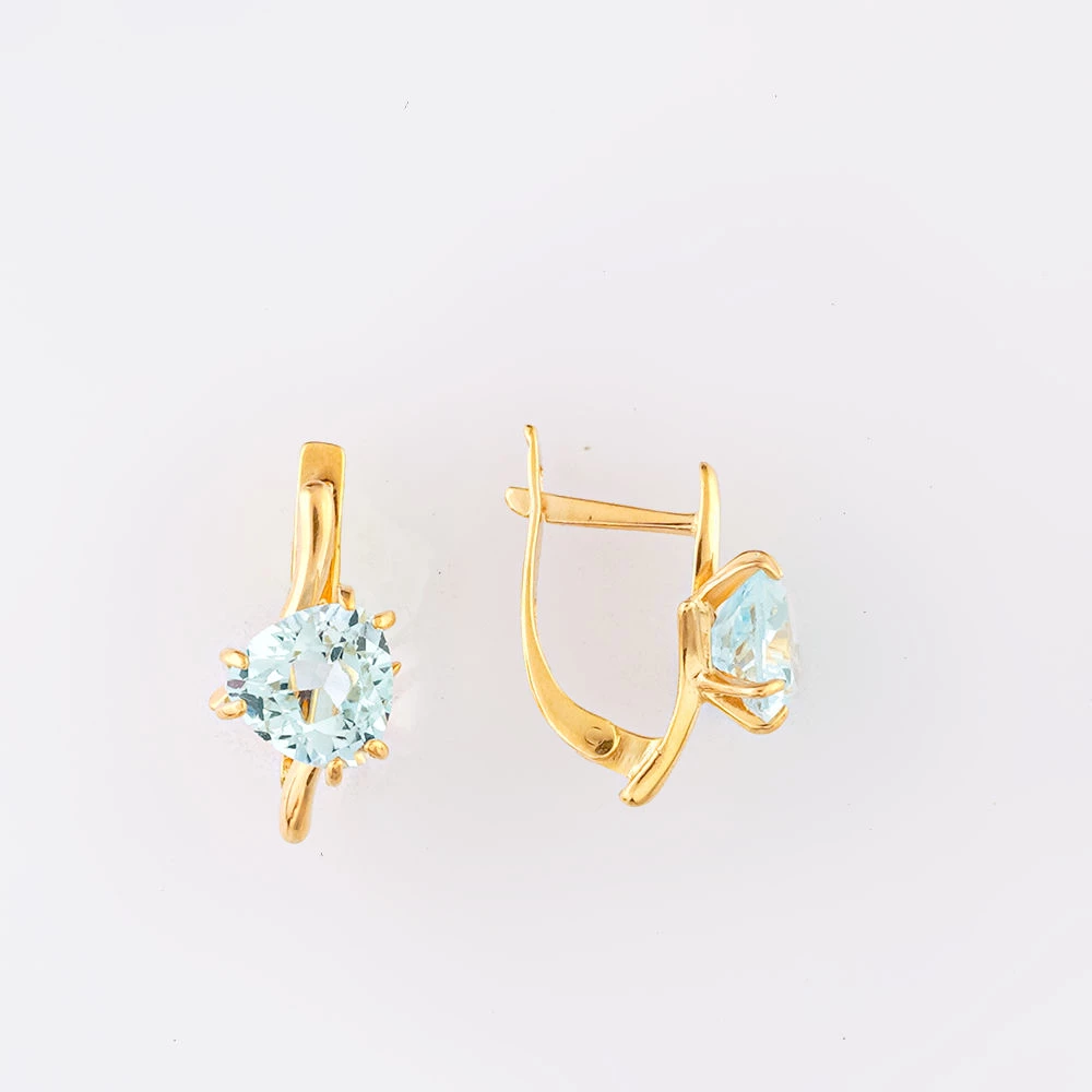 Серьги с топазом из красного золота 585 пробы