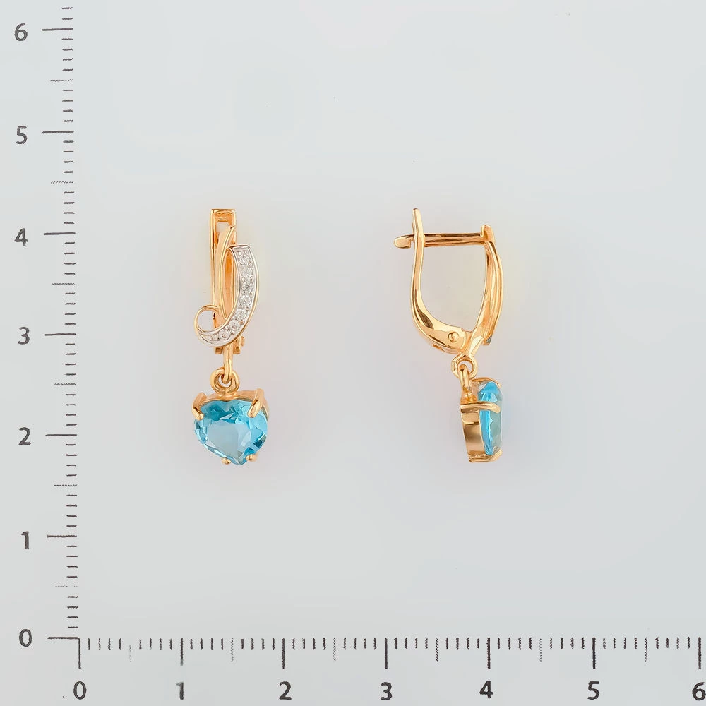 Серьги с топазом из красного золота 585 пробы