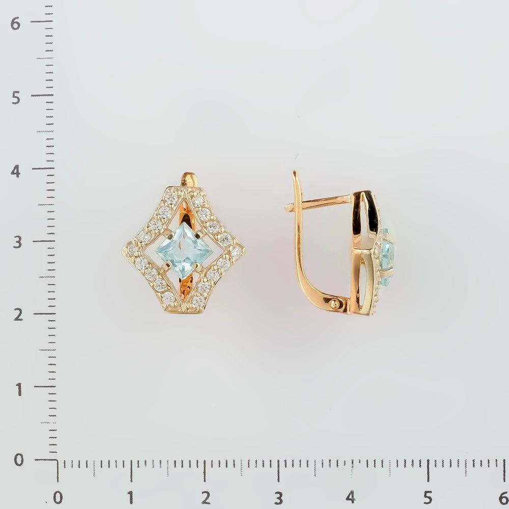 Серьги с топазом из красного золота 585 пробы