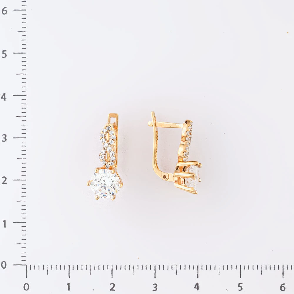 Серьги с фианитом из красного золота 375 пробы