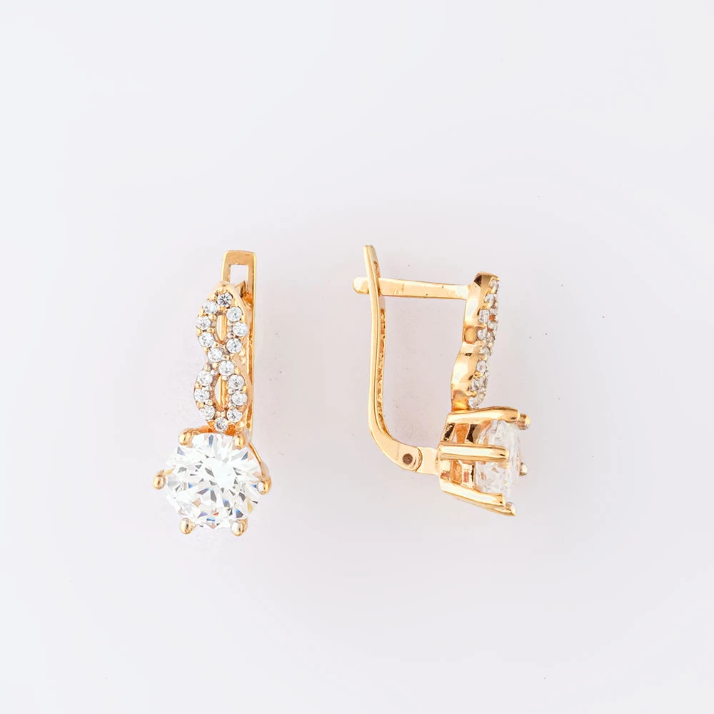 Серьги с фианитом из красного золота 375 пробы