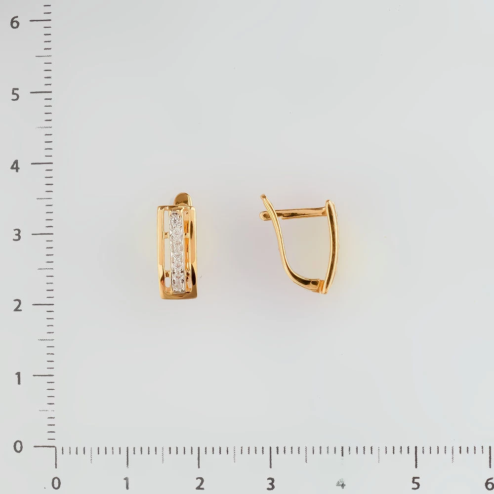 Серьги с фианитом из красного золота 585 пробы