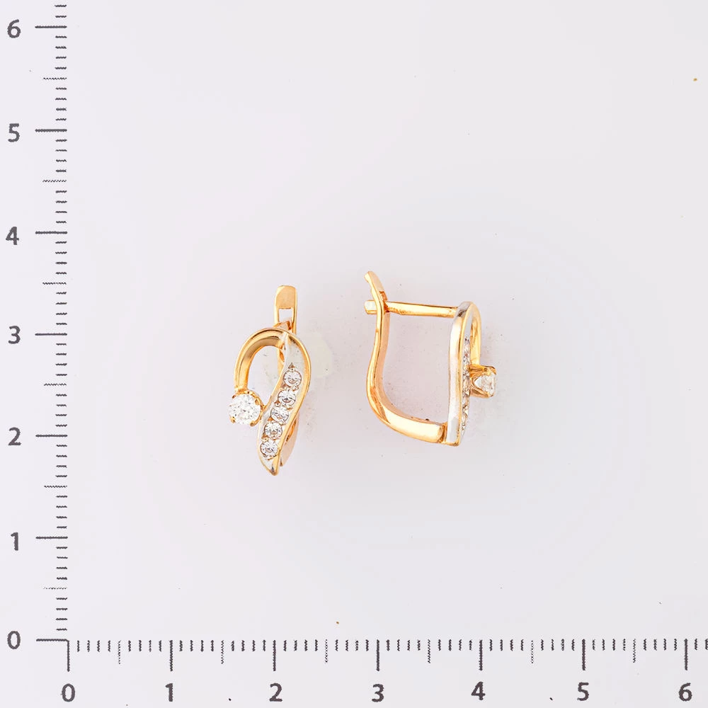 Серьги с фианитом из красного золота 585 пробы