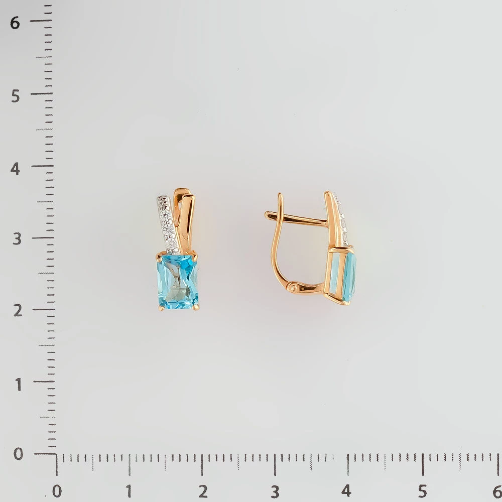 Серьги с топазом из красного золота 585 пробы