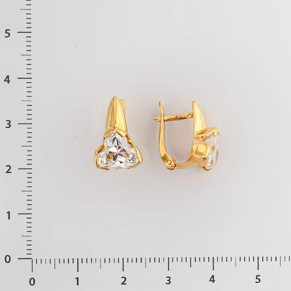Серьги с фианитом из желтого золота 585 пробы