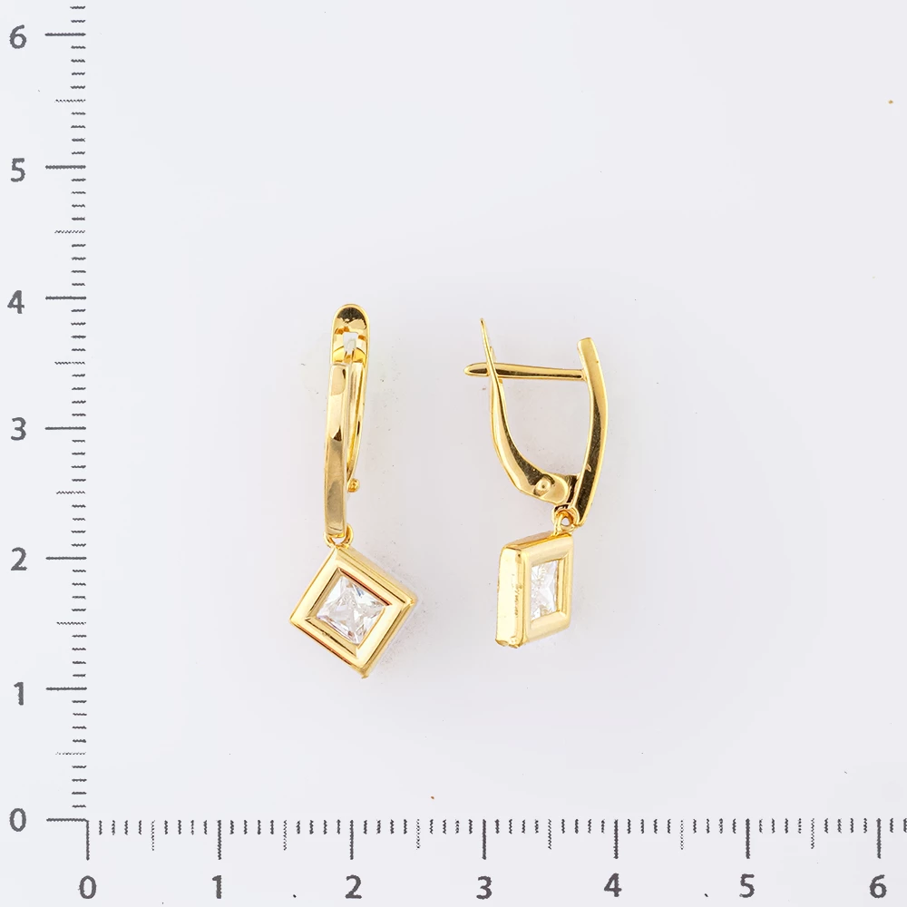Серьги с фианитом из желтого золота 585 пробы