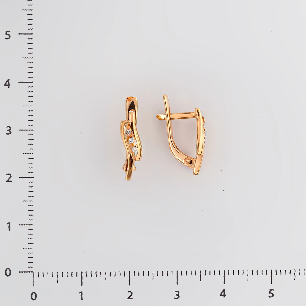 Серьги с бриллиантом из красного золота 585 пробы