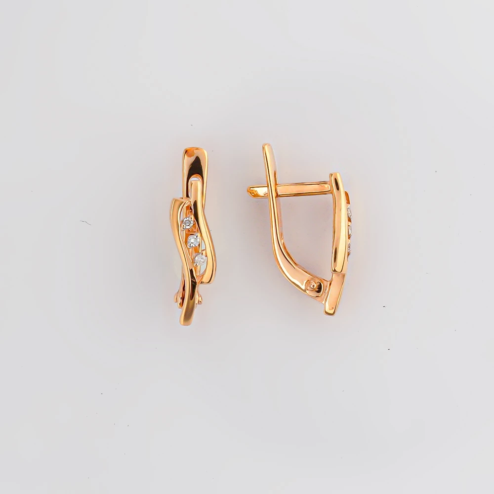 Серьги с бриллиантом из красного золота 585 пробы