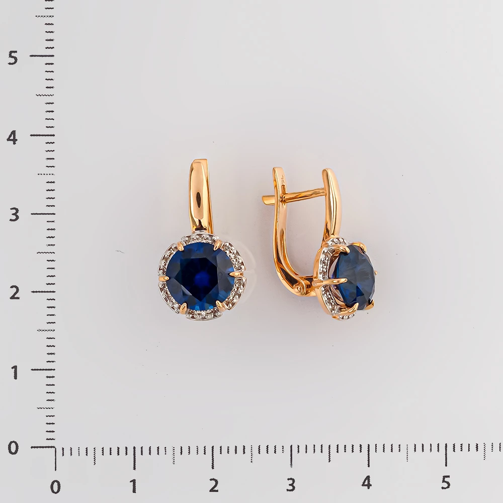 Серьги с ситаллом из красного золота 585 пробы
