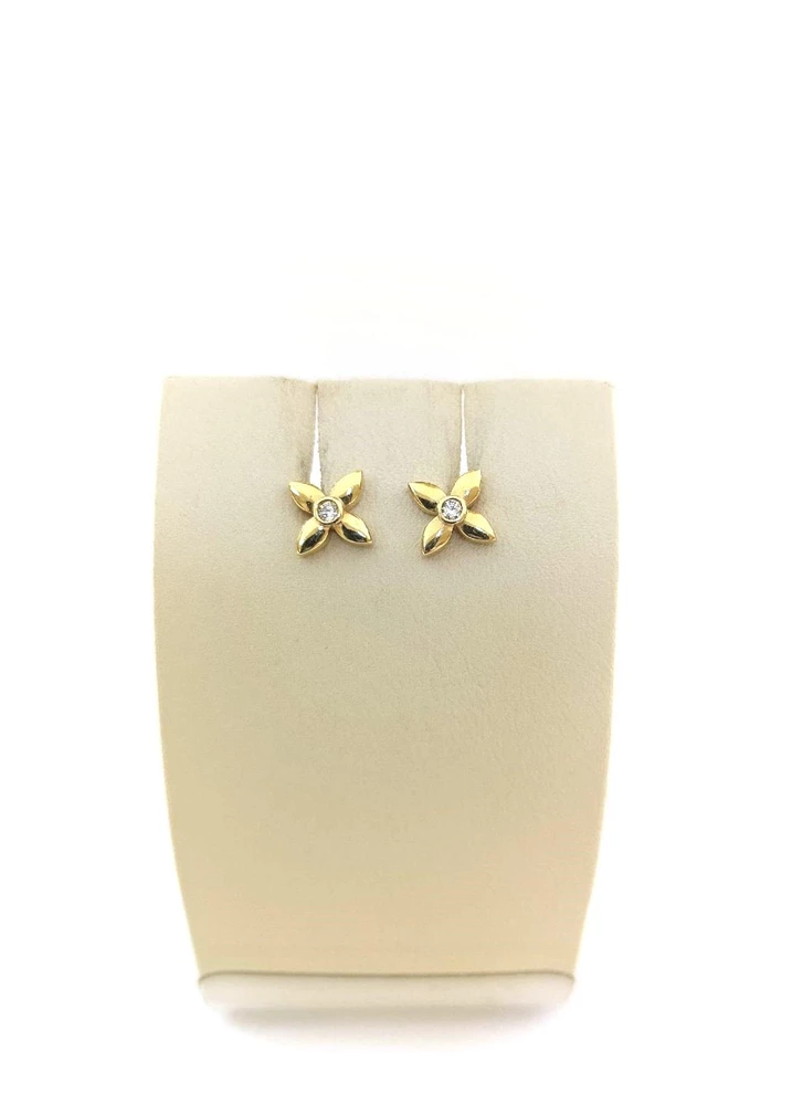 Серьги с фианитом из желтого золота 585 пробы