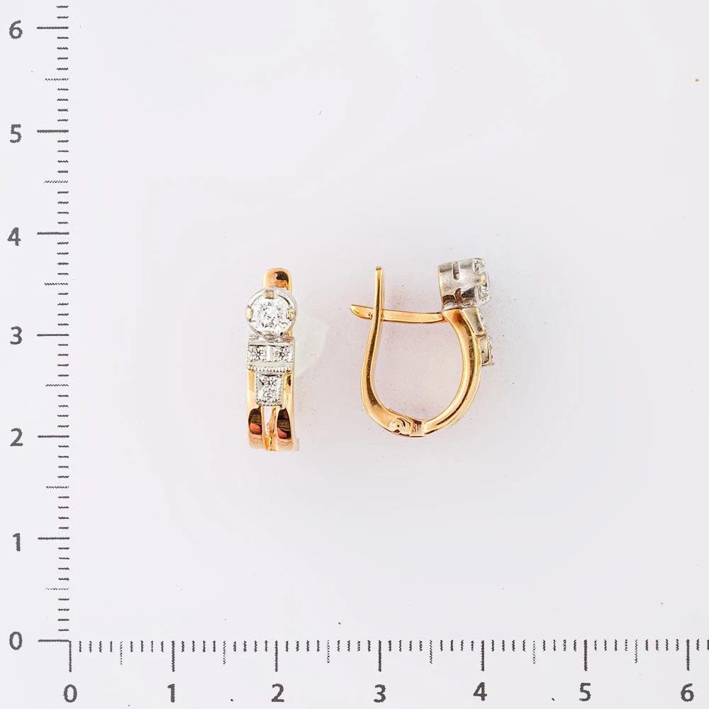 Серьги с фианитом из красного золота 585 пробы