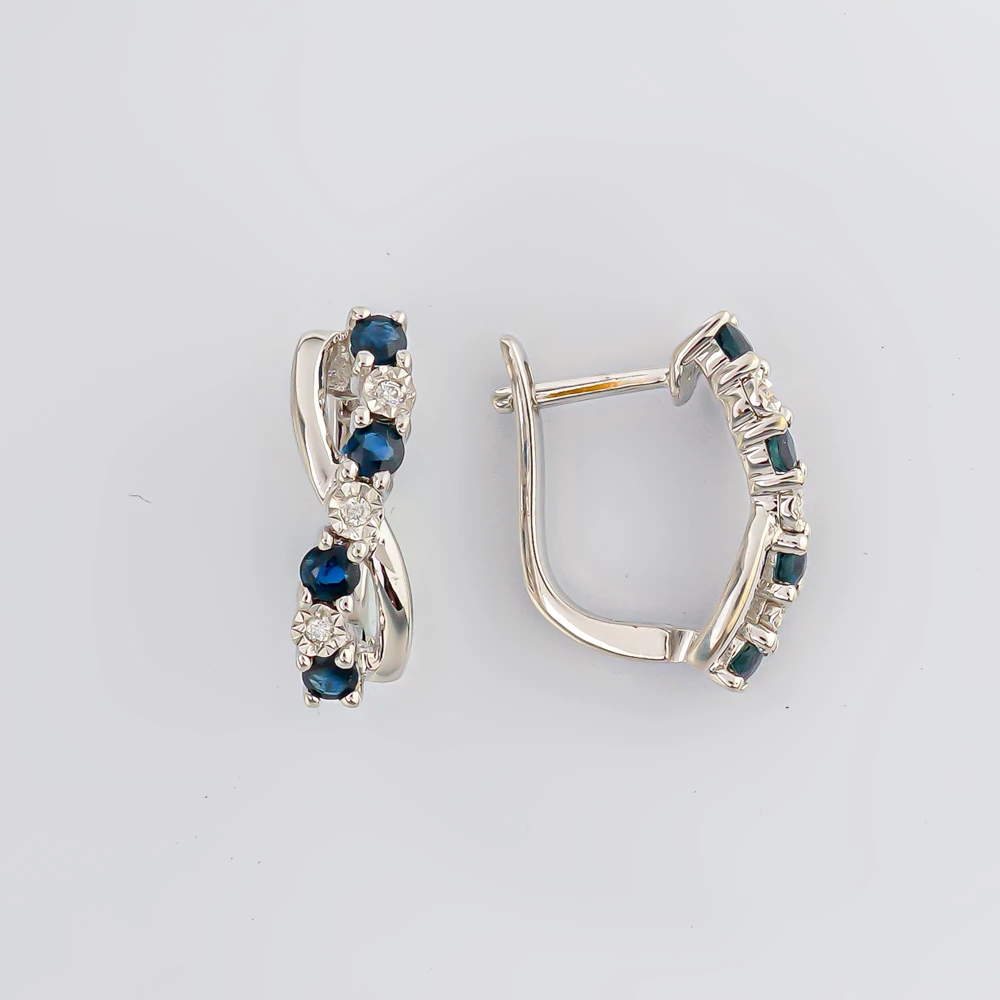 Серьги с сапфиром из белого золота 585 пробы