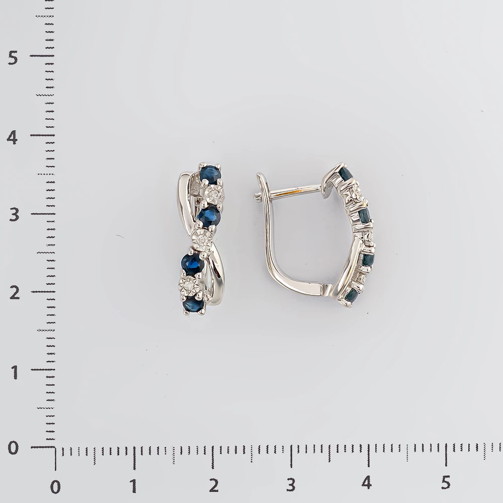 Серьги с сапфиром из белого золота 585 пробы