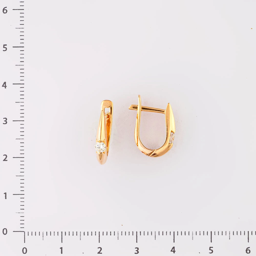 Серьги с бриллиантом из красного золота 585 пробы