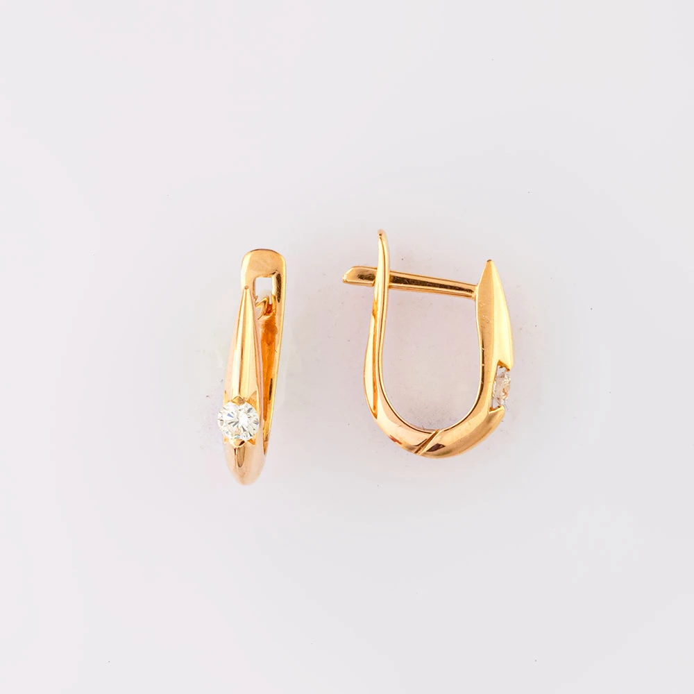 Серьги с бриллиантом из красного золота 585 пробы