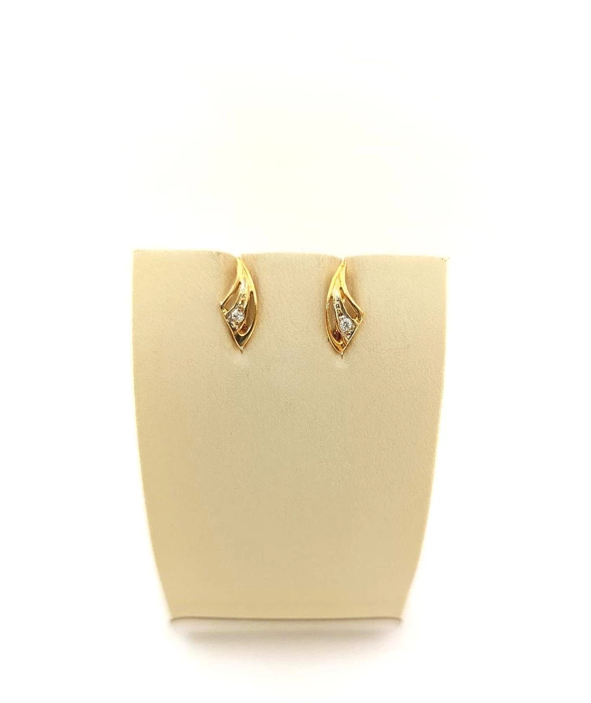 Серьги с фианитом из красного золота 585 пробы