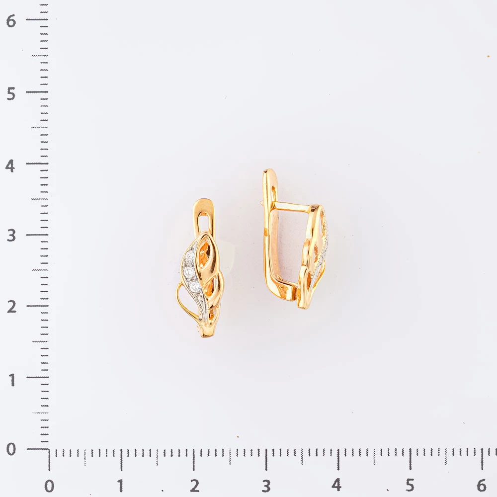 Серьги с фианитом из красного золота 585 пробы