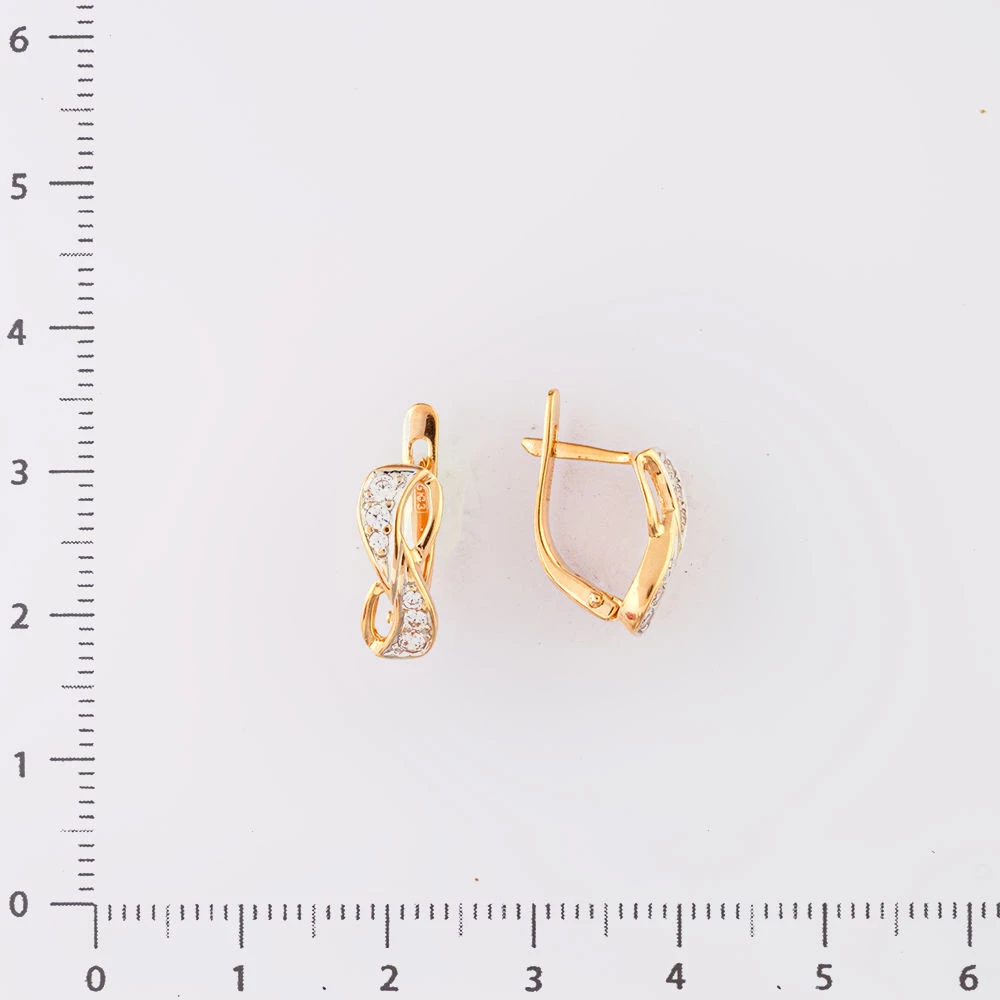 Серьги с фианитом из красного золота 585 пробы