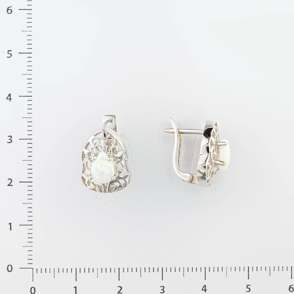 Серьги с опалом синтетическим из белого золота 585 пробы