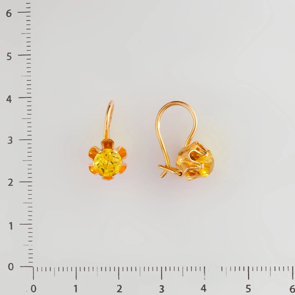 Серьги с фианитом из красного золота 583 пробы