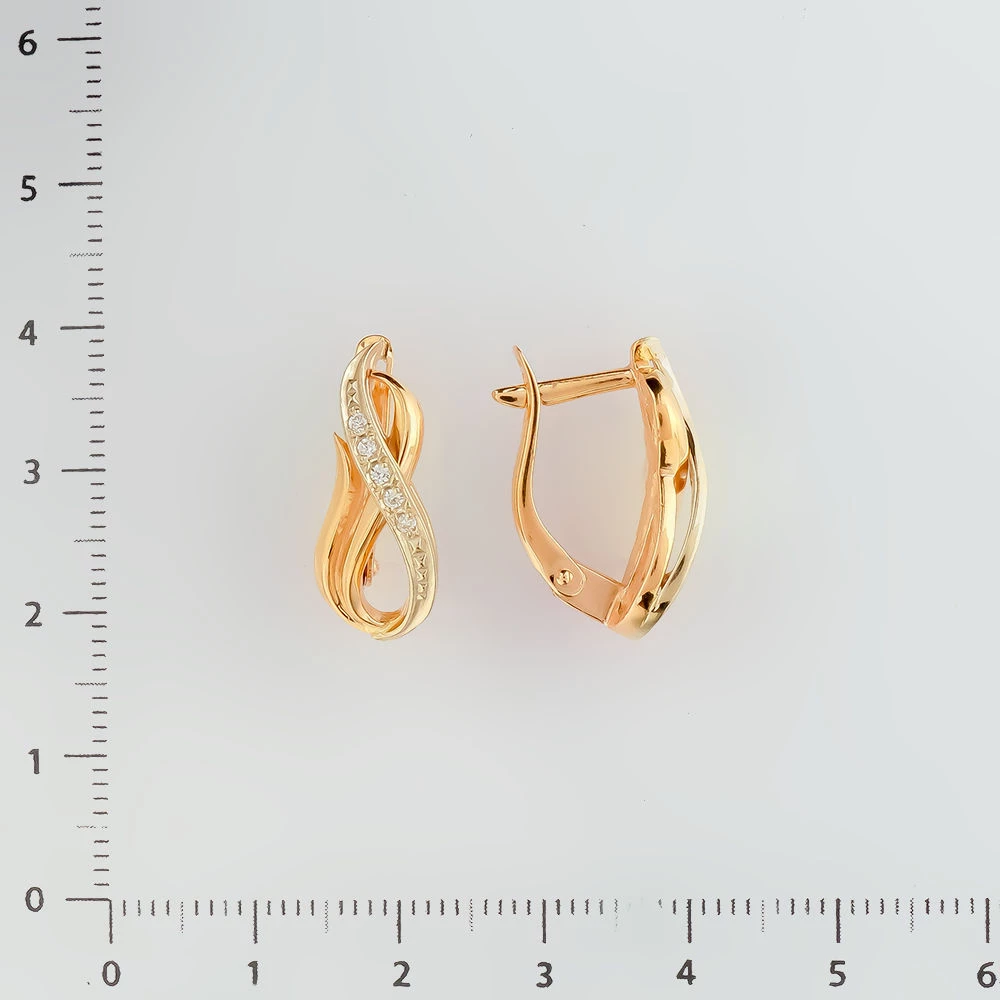 Серьги с фианитом из красного золота 585 пробы