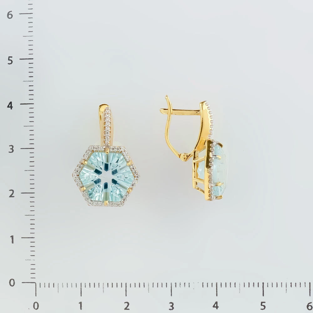 Серьги с топазом из желтого золота 585 пробы