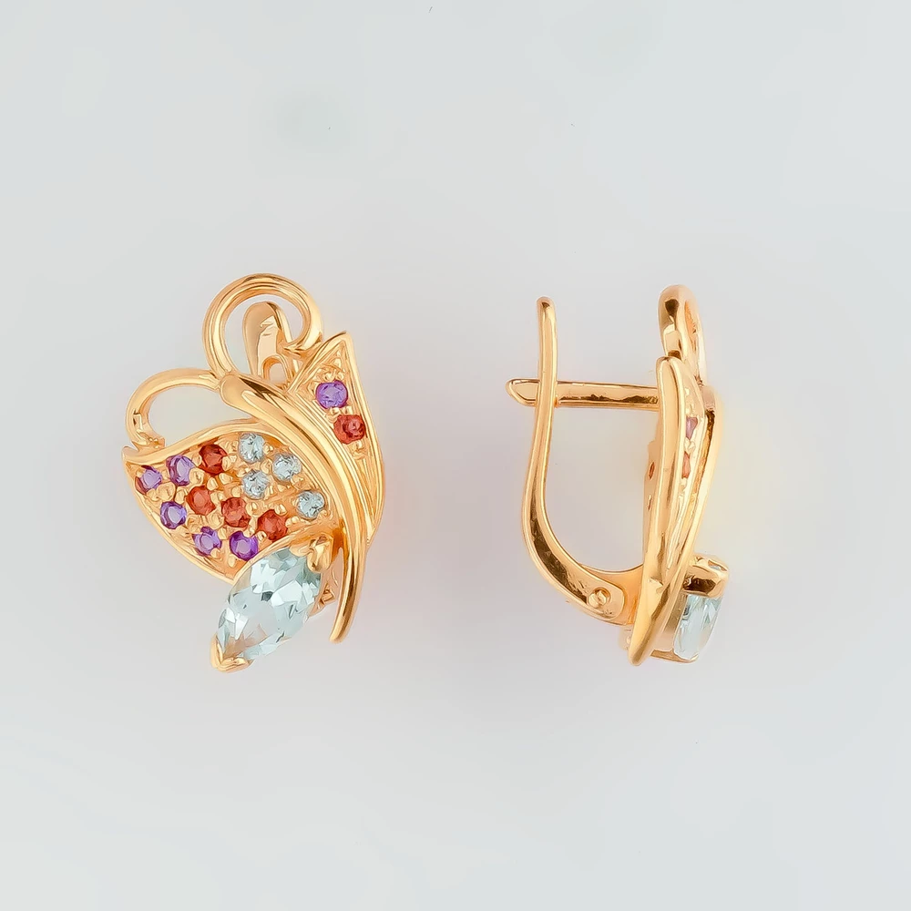 Серьги с топазом из красного золота 585 пробы