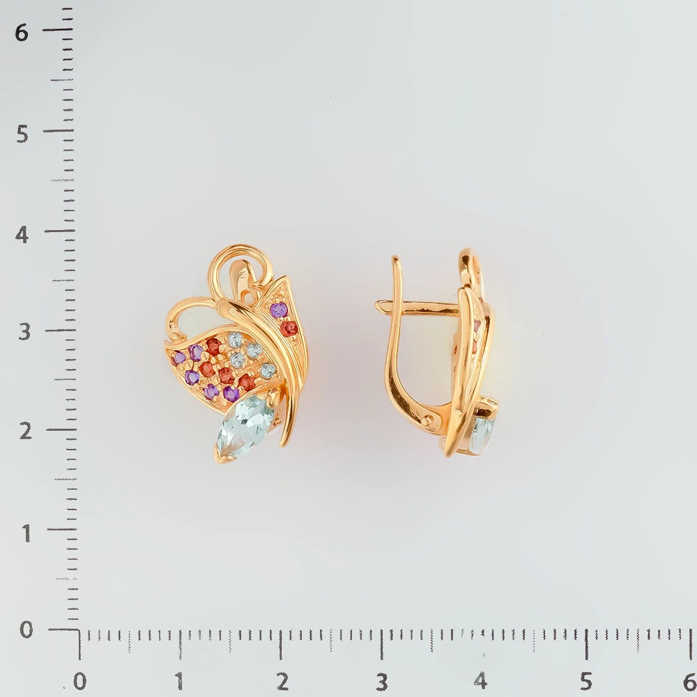 Серьги с топазом из красного золота 585 пробы