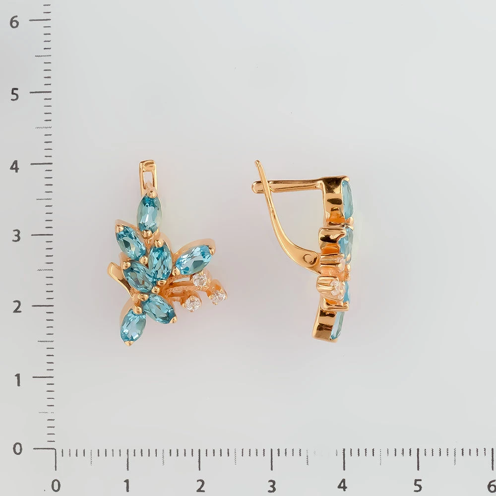 Серьги с топазом из красного золота 585 пробы