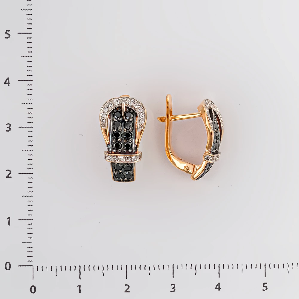 Серьги с фианитом из красного золота 585 пробы