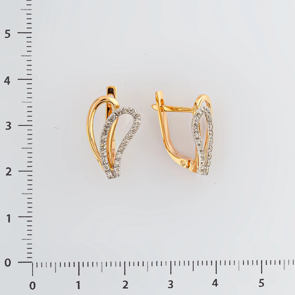 Серьги с бриллиантом из красного золота 585 пробы