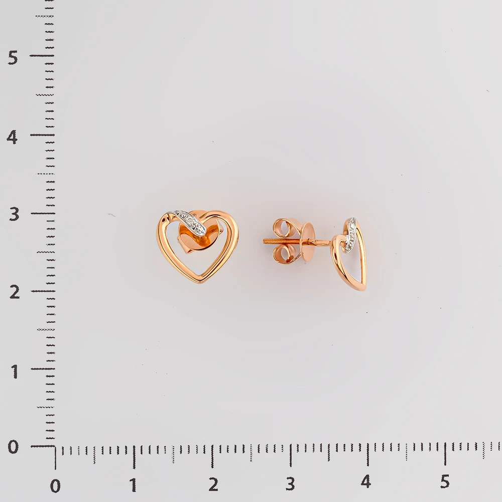 Серьги с бриллиантом из красного золота 585 пробы