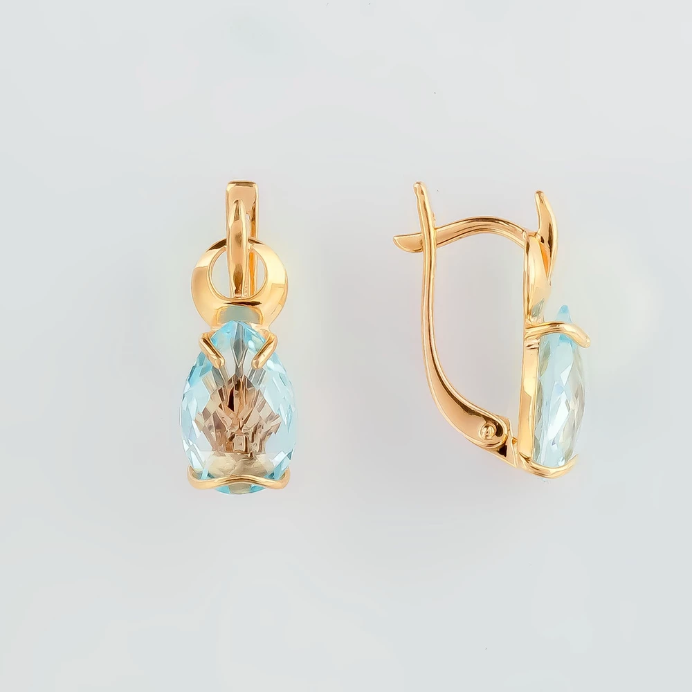 Серьги с топазом из красного золота 585 пробы