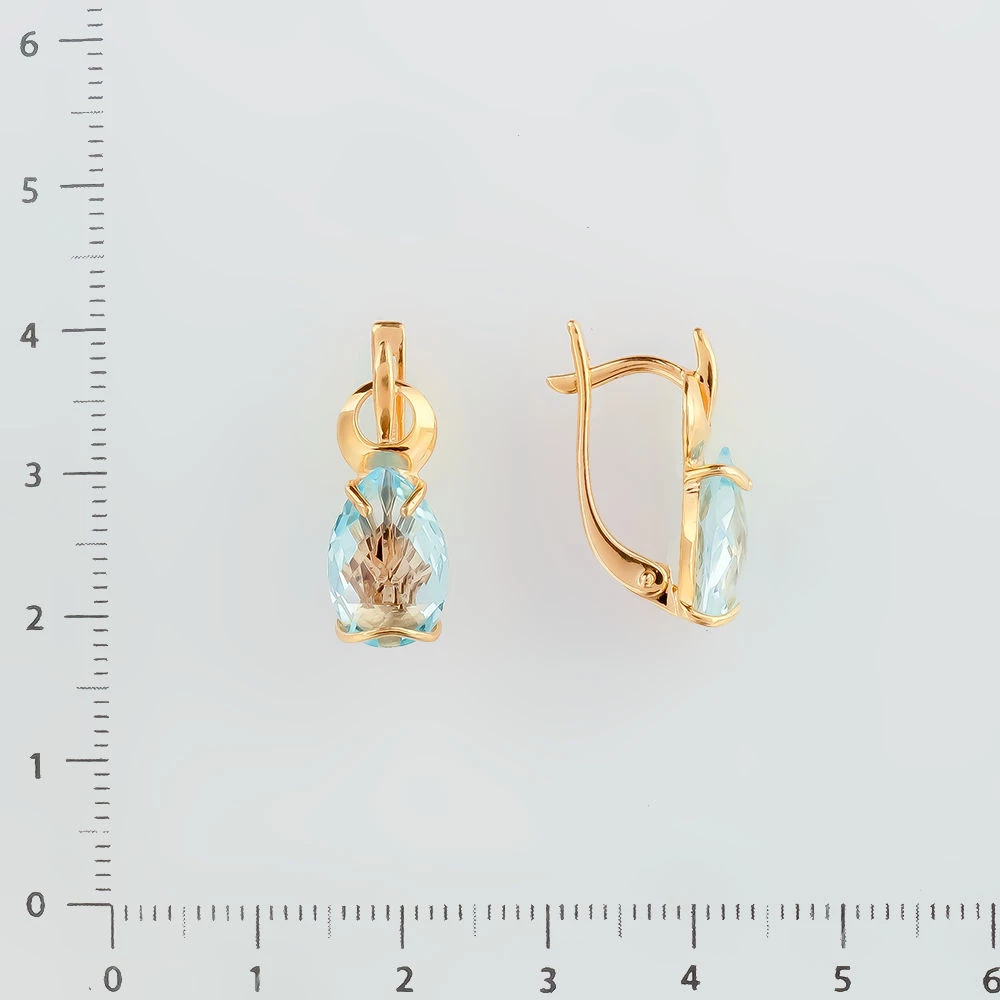 Серьги с топазом из красного золота 585 пробы