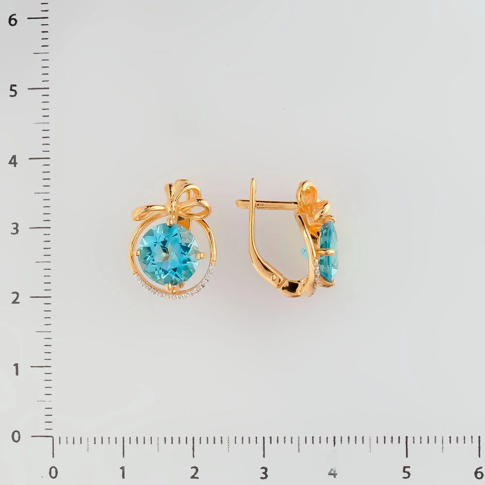 Серьги с топазом из красного золота 585 пробы
