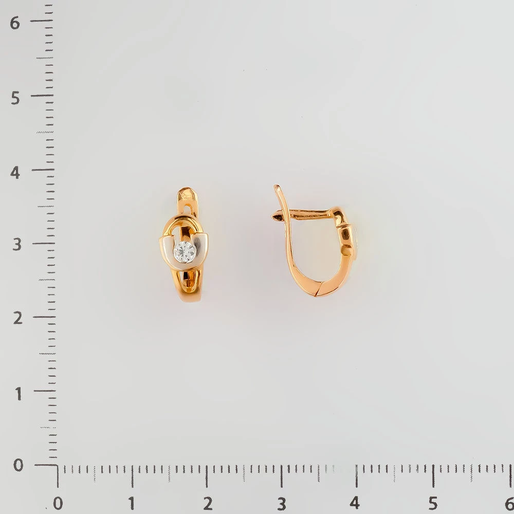 Серьги с фианитом из красного золота 585 пробы