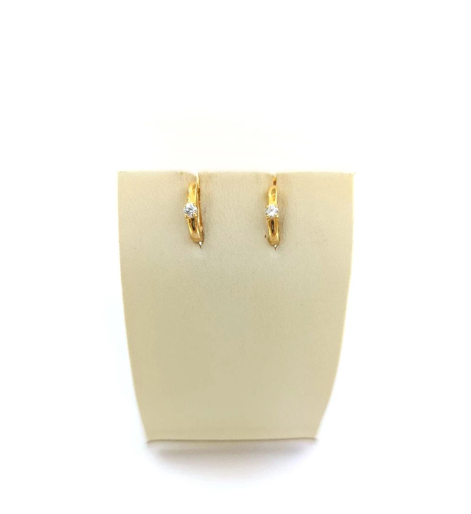 Серьги с фианитом из красного золота 585 пробы