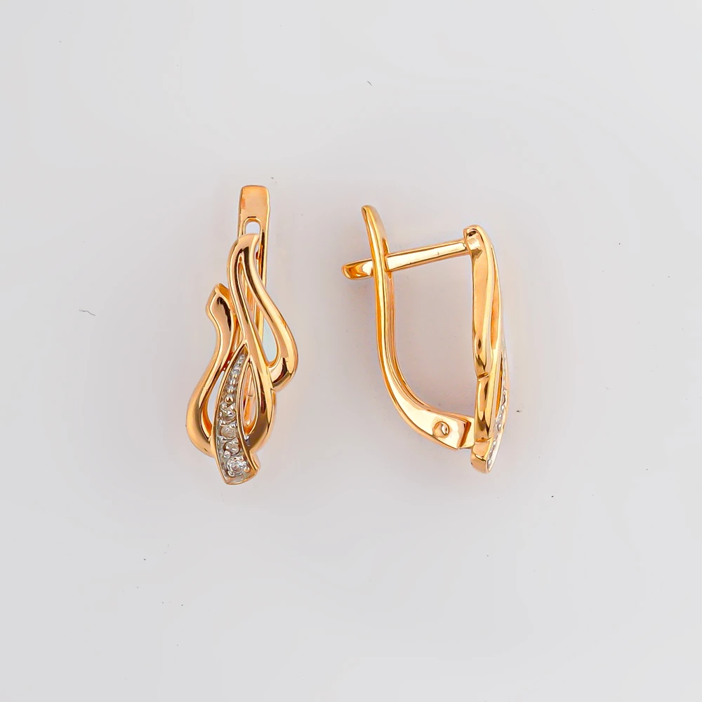 Серьги с бриллиантом из красного золота 585 пробы