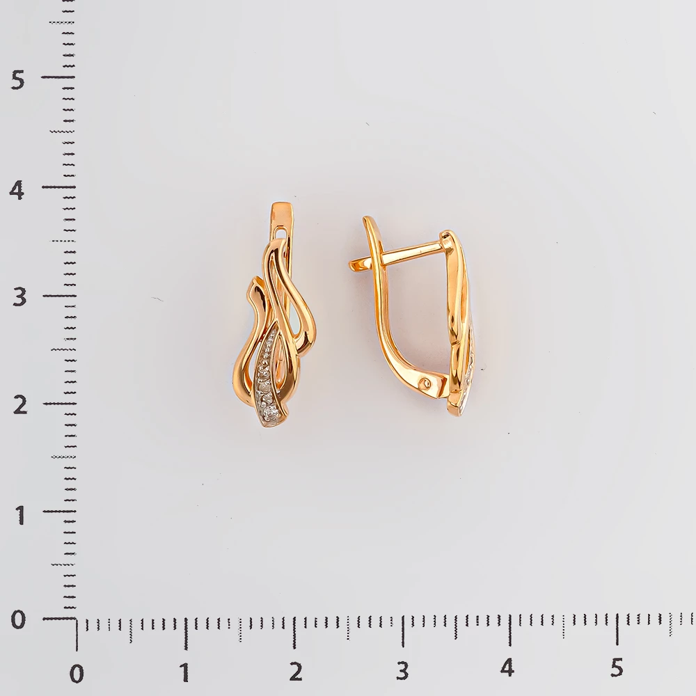 Серьги с бриллиантом из красного золота 585 пробы