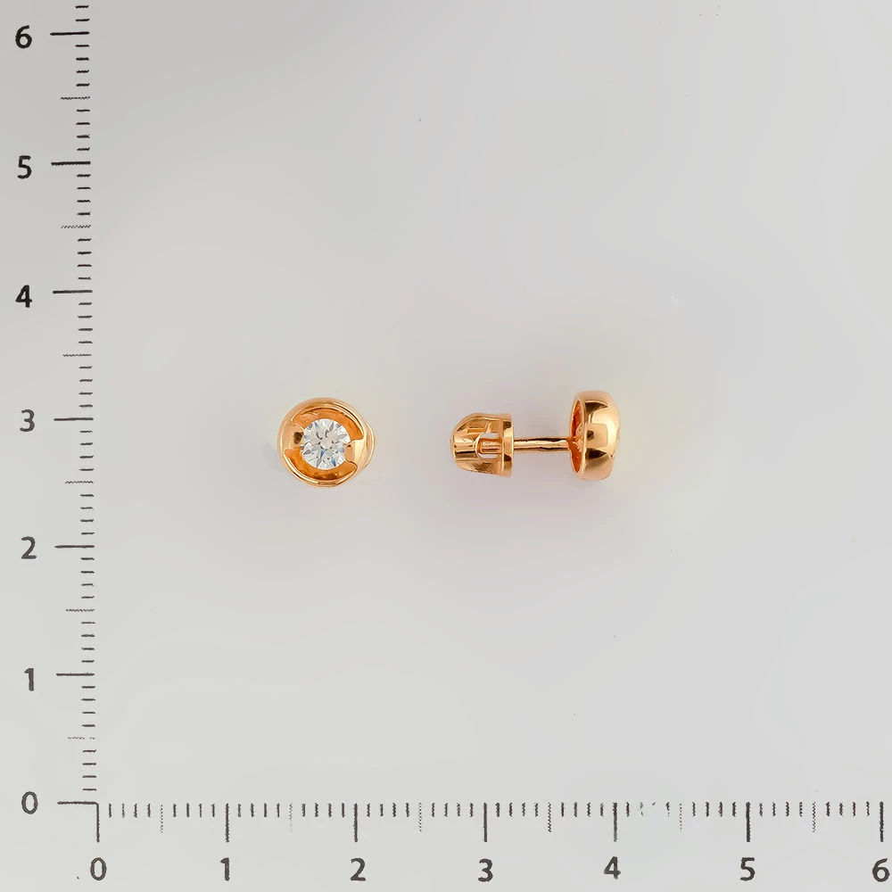 Серьги с фианитом из красного золота 585 пробы