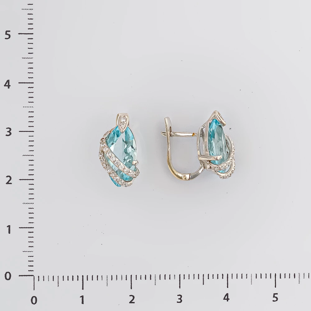 Серьги с топазом из белого золота 585 пробы