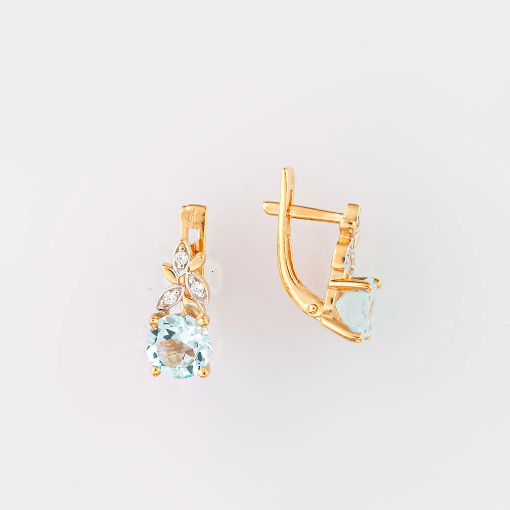 Серьги с топазом из красного золота 585 пробы