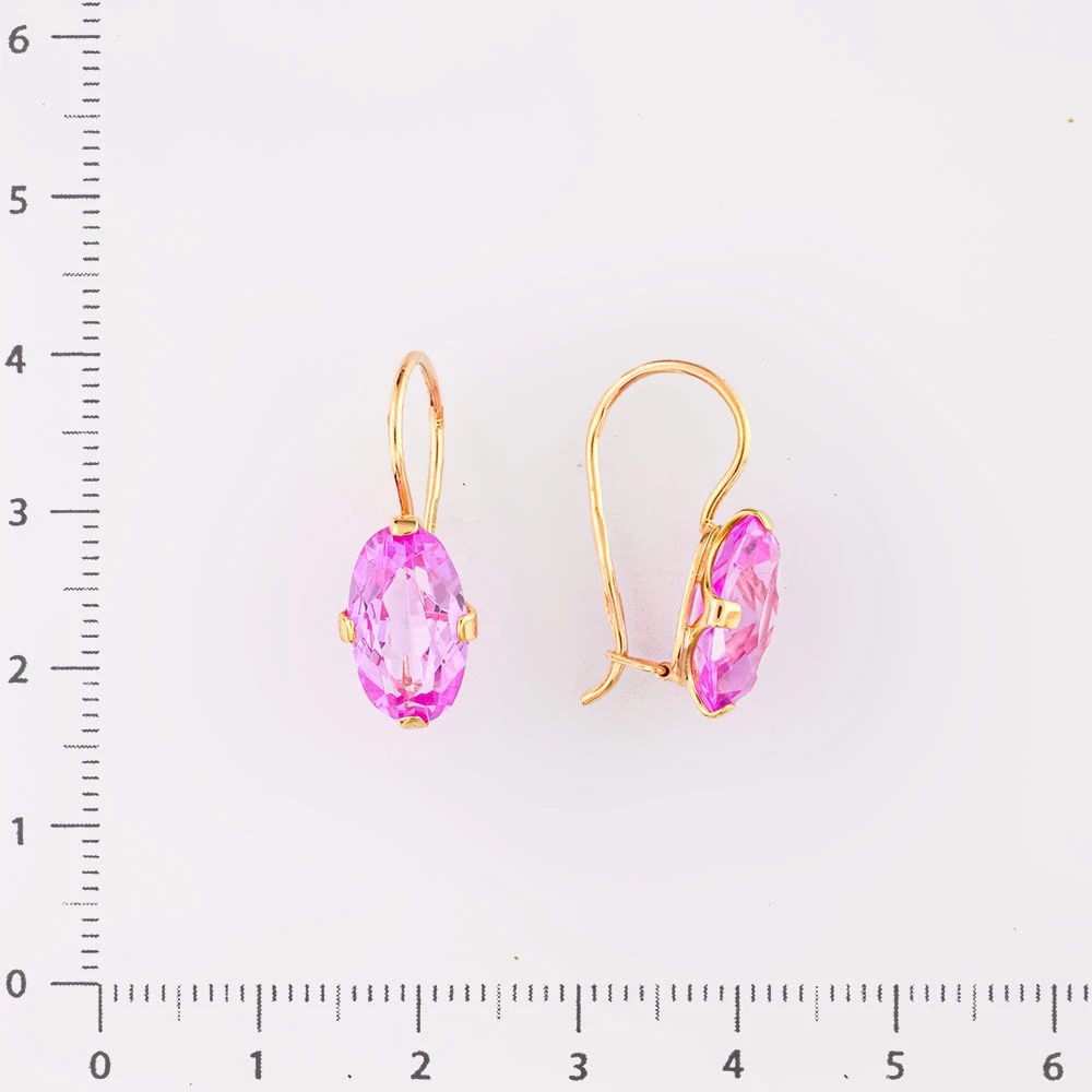 Серьги с фианитом из красного золота 583 пробы