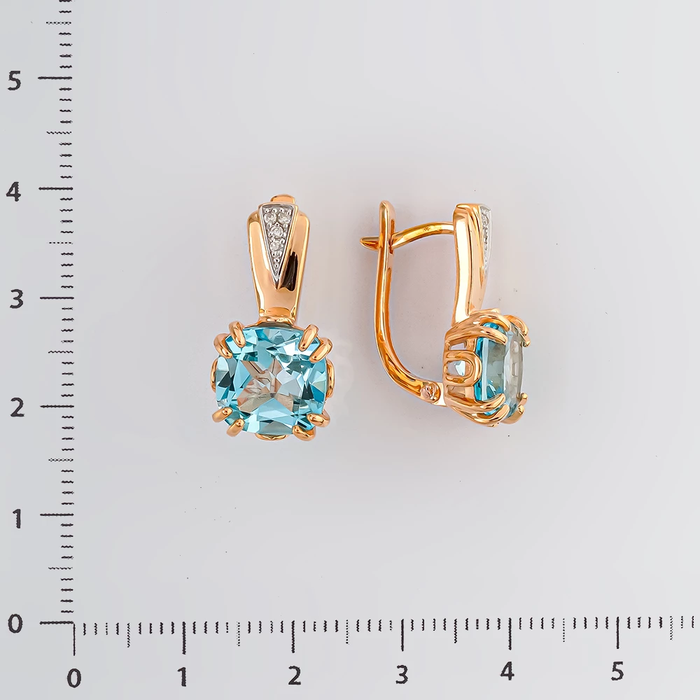 Серьги с топазом из красного золота 585 пробы