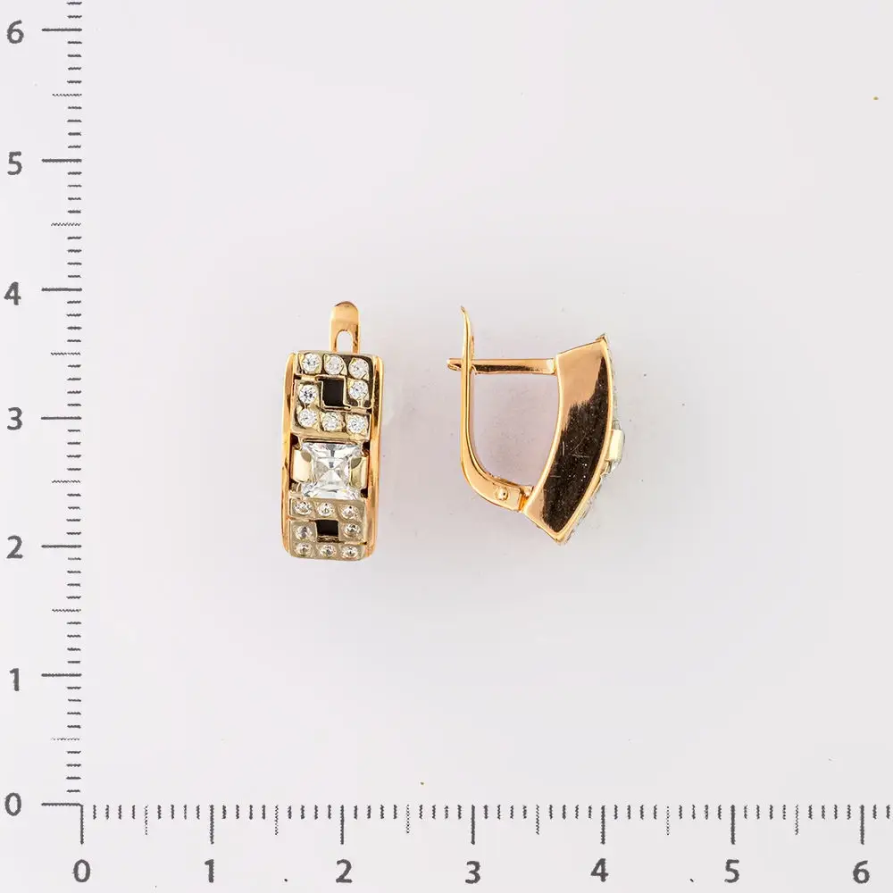 Серьги с фианитом из красного золота 585 пробы 2