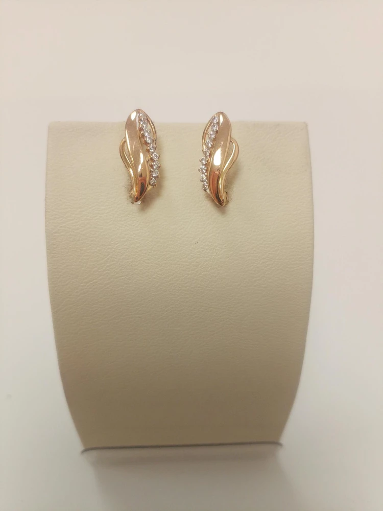 Серьги с фианитом из красного золота 375 пробы