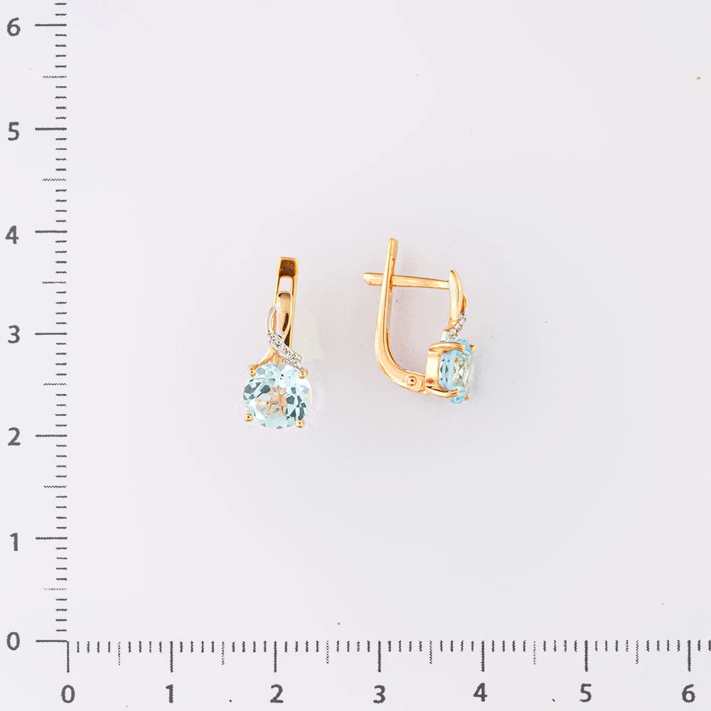 Серьги с топазом из красного золота 585 пробы